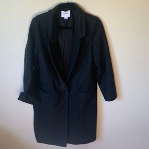 Black long pea coat with buttons